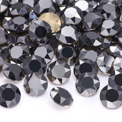 Jet Metallic Silver Gemstone Flower Shape High Quality Glass Pointed Back Fancy Rhinestones WholesaleRhinestone