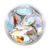 Light Crystal AB Diamond Leaf Shape High Quality Glass Sew-on Rhinestones WholesaleRhinestone