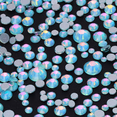 Mixed Sizes Crystal Tiffany Blue Glass FlatBack Rhinestones For Nail Art Silver Back WholesaleRhinestone