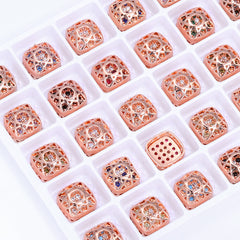 Cushion Square Shape Rose Gold Plated High-Quality Sew-on Alloy Charms Inlaid Cubic Zirconia WholesaleRhinestone