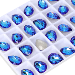 Bermuda Blue Pear Shape High Quality Glass Pointed Back Fancy Rhinestones WholesaleRhinestone