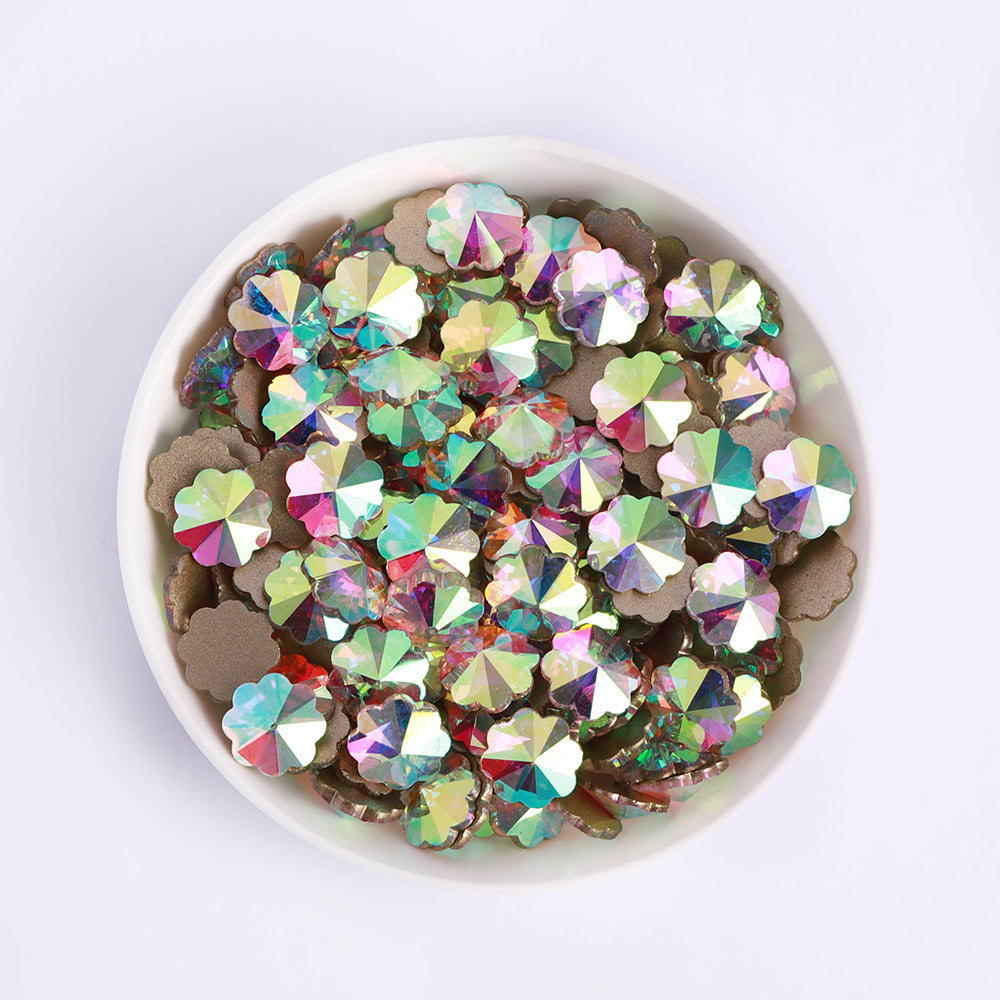 Plum blossom Shape Crystal AB Flat Back Fancy Rhinestones WholesaleRhinestone
