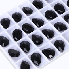 Jet Pear Shape High Quality Glass Pointed Back Fancy Rhinestones WholesaleRhinestone