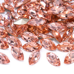 Light Peach Navette Shape High Quality Glass Pointed Back Fancy Rhinestones WholesaleRhinestone