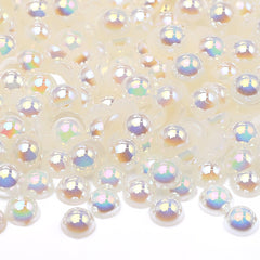 Ivory AB Resin Flat Back Pearls Multi Sizes WholesaleRhinestone