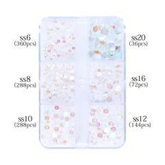 Mixed Sizes 6 Grid Box Mocha Starry Sky Mermaid Tears Glass Half Pearls Rhinestones WholesaleRhinestone