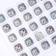 Cushion Square Shape Imitation Rhodium Plated High-Quality Sew-on Alloy Charms Inlaid Cubic Zirconia WholesaleRhinestone
