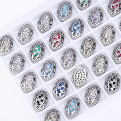 Oval Shape Imitation Rhodium Plated High-Quality Sew-on Alloy Charms Inlaid Cubic Zirconia WholesaleRhinestone