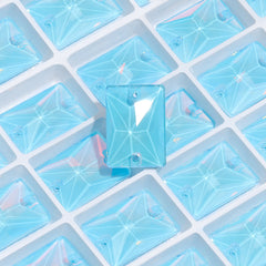 Aquamarine AM Rectangle Shape High Quality Glass Sew-on Rhinestones WholesaleRhinestone