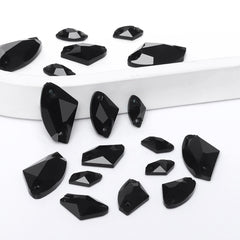 Mixed Sizes Jet Galactic Shape High Quality Glass Sew-on Rhinestones