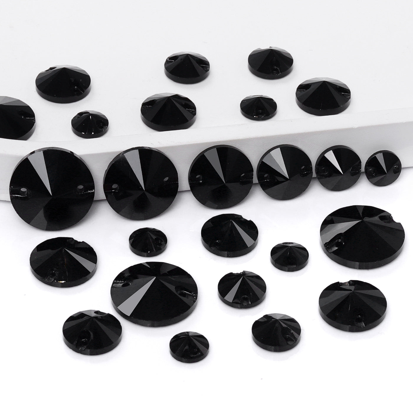 Mixed Sizes Jet Rivoli Shape High Quality Glass Sew-on Rhinestones WholesaleRhinestone