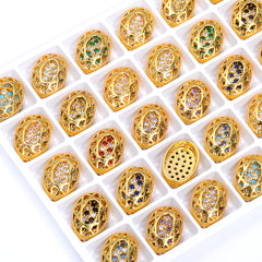 Oval Shape Golden Plated High-Quality Sew-on Alloy Charms Inlaid Cubic Zirconia WholesaleRhinestone