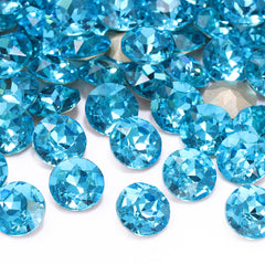 Aquamarine Gemstone Flower Shape High Quality Glass Pointed Back Fancy Rhinestones WholesaleRhinestone