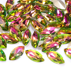Vitrail Rose Navette Shape High Quality Glass Pointed Back Fancy Rhinestones WholesaleRhinestone