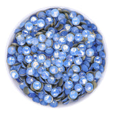 Blue Opal Glass Flat Back Glue-On Rhinestones 16 Cut Facets WholesaleRhinestone