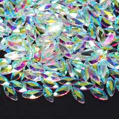Navette Shape Crystal Ab Unfoiled Flat Back Fancy Rhinestones