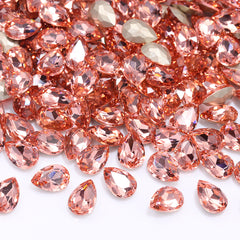 Light Peach Pear Shape High Quality Glass Pointed Back Fancy Rhinestones WholesaleRhinestone