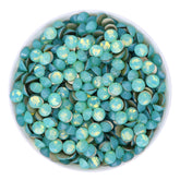 Green Opal Glass Flat Back Glue-On Rhinestones 16 Cut Facets WholesaleRhinestone