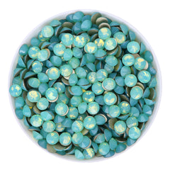 Green Opal Glass Flat Back Glue-On Rhinestones 16 Cut Facets WholesaleRhinestone
