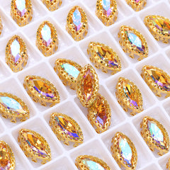 Paradise Shine Navette Shape High-Quality Glass Sew-on Nest Hollow Claw Rhinestones WholesaleRhinestone