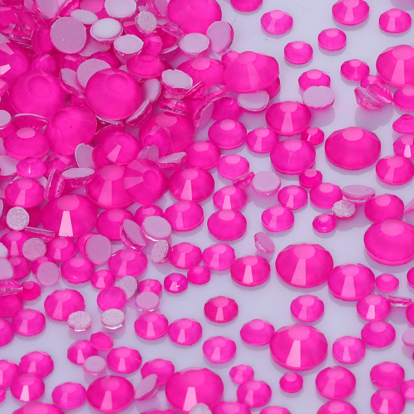 Mixed Sizes Neon Barbie Pink Glass Flat Back Rhinestones For Nail Art WholesaleRhinestone
