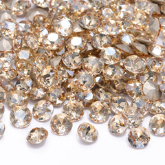 Golden Shadow Gemstone Flower Shape High Quality Glass Pointed Back Fancy Rhinestones WholesaleRhinestone