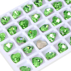 Peridot Heart Shape High Quality Glass Pointed Back Fancy Rhinestones WholesaleRhinestone