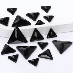 Mixed Sizes Jet Triangle Shape High Quality Glass Sew-on Rhinestones WholesaleRhinestone