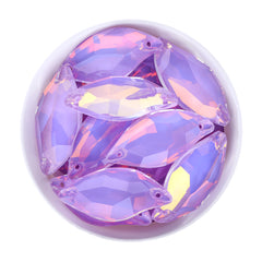 Lavender AM Diamond Leaf Shape High Quality Glass Sew-on Rhinestones WholesaleRhinestone