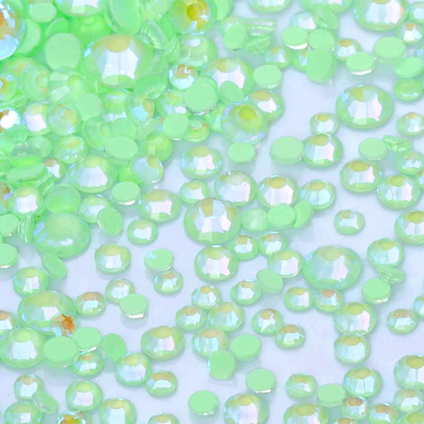 Mixed Sizes Neon Mint Mambo AB Glass Flat Back Rhinestones For Nail Art WholesaleRhinestone