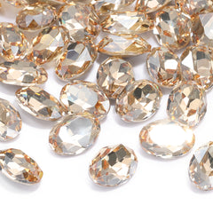Golden Shadow Oval Shape High Quality Glass Pointed Back Fancy Rhinestones WholesaleRhinestone