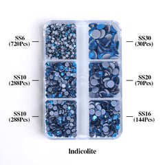 Mixed Sizes 6 Grid Box Indicolite Glass HotFix Rhinestones For Clothing DIY WholesaleRhinestone