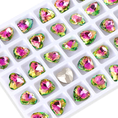 Vitrail Rose Heart Shape High Quality Glass Pointed Back Fancy Rhinestones WholesaleRhinestone