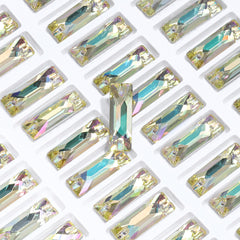 Luminous Green Cosmic Baguette Shape High Quality Glass Sew-on Rhinestones WholesaleRhinestone