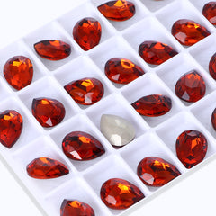 Tangerine Pear Shape High Quality Glass Pointed Back Fancy Rhinestones WholesaleRhinestone