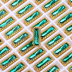 Emerald Princess Baguette Shape High-Quality Glass Sew-on Nest Hollow Claw Rhinestones WholesaleRhinestone