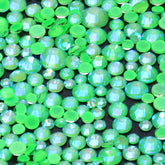 Mixed Sizes Mocha Shimmer Apple Green Glass Flat Back Rhinestones For Nail Art WholesaleRhinestone