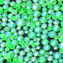 Mixed Sizes Mocha Shimmer Apple Green Glass Flat Back Rhinestones For Nail Art WholesaleRhinestone