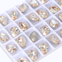 Golden Shadow Pear Forma de vidrio de alta calidad Rhinestones elegantes