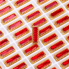 Light Siam Princess Baguette Shape High-Quality Glass Sew-on Nest Hollow Claw Rhinestones WholesaleRhinestone