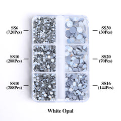 Mixed Sizes 6 Grid Box White Opal Glass HotFix Rhinestones For Clothing DIY WholesaleRhinestone