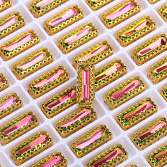 Vitrail Rose Princess Baguette Shape High-Quality Glass Sew-on Nest Hollow Claw Rhinestones WholesaleRhinestone