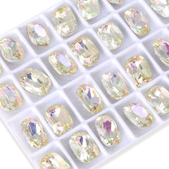 Luminous Green Cushion Shape High Quality Glass Pointed Back Fancy Rhinestones WholesaleRhinestone