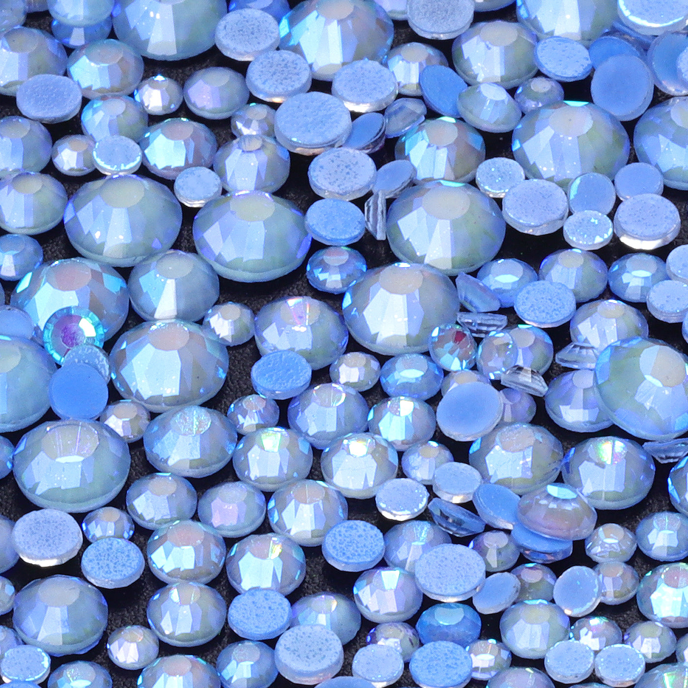 Mixed Sizes Mocha Shimmer Lt Blue Glass Flat Back Rhinestones For Nail Art WholesaleRhinestone