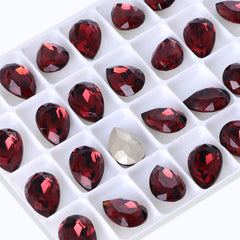 Burgundy Pear Shape High Quality Glass Pointed Back Fancy Rhinestones WholesaleRhinestone