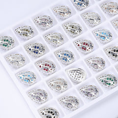 Drop Shape Silver Plated High-Quality Sew-on Alloy Charms Inlaid Cubic Zirconia WholesaleRhinestone