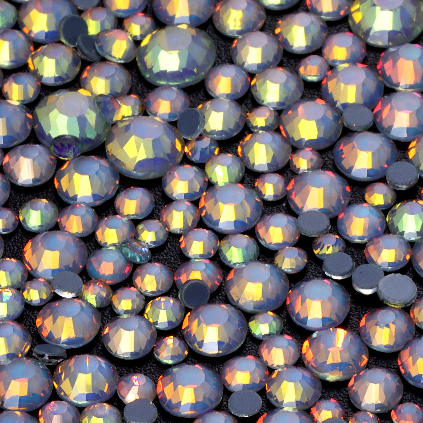 Mixed Sizes Mocha Opal Dk Gray Glass Flat Back Rhinestones For Nail Art WholesaleRhinestone