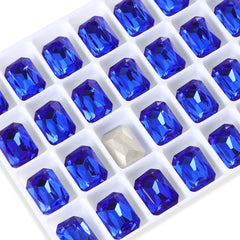 Sapphire Thin Octagon Shape High Quality Glass Pointed Back Fancy Rhinestones WholesaleRhinestone