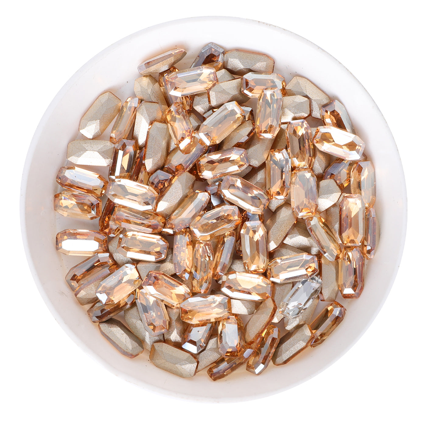 Golden Shadow Elongated Imperial Shape Glass Pointed Back Fancy Rhinestones WholesaleRhinestone