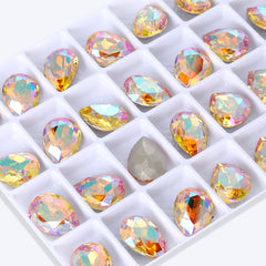 Crystal Sun Pear Shape High Quality Glass Pointed Back Fancy Rhinestones WholesaleRhinestone